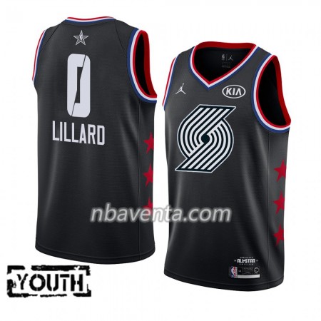 Camiseta Niños Portland Trail Blazers Damian Lillard 0 2019 All-Star Jordan Brand Negro Swingman